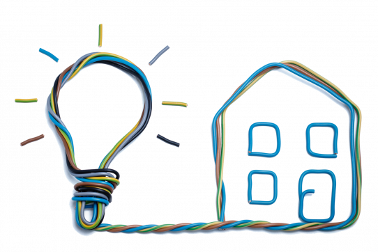 Glühbirne neben Haus Skizze